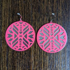 Hot pink statement earrings